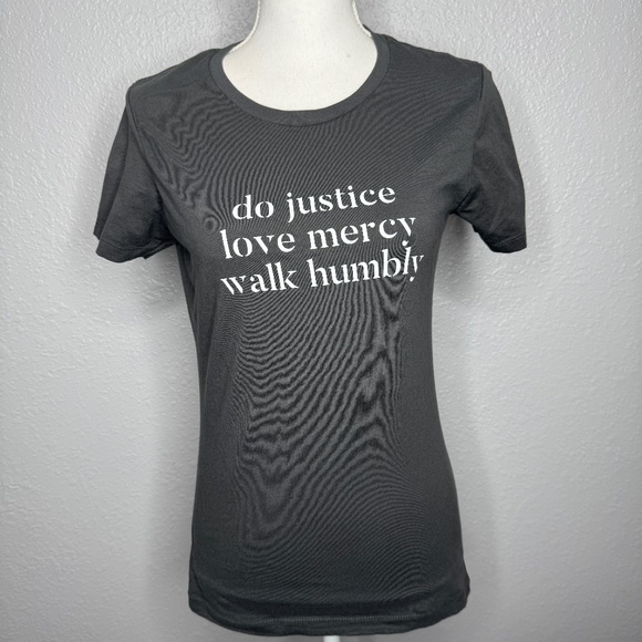Next Level Apparel Gray T-shirt -do justice love mercy walk humbly  size -cp - Picture 2 of 6